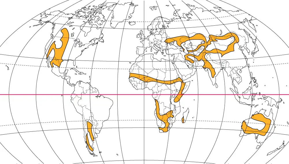 ステップ気候の分布