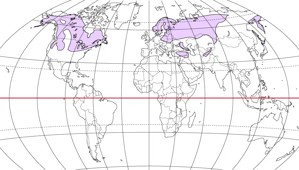 亜寒帯湿潤気候の分布