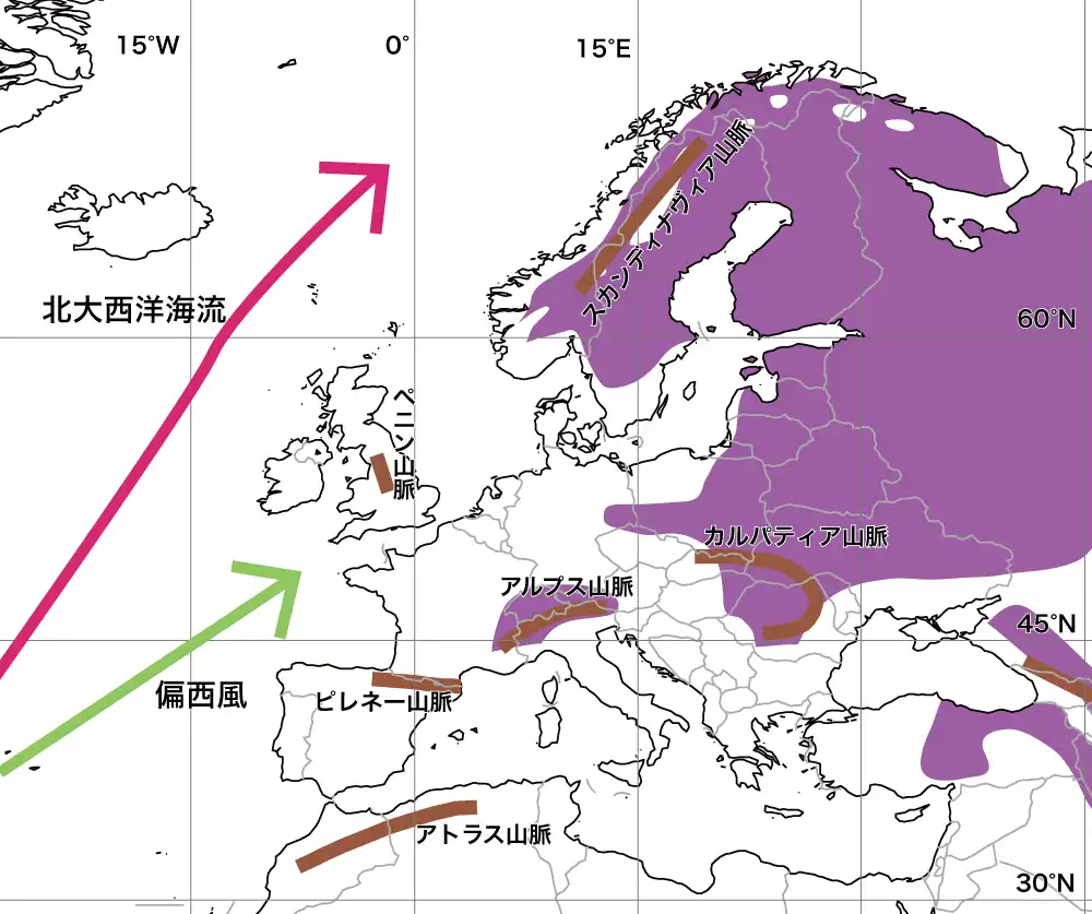 ヨーロッパのDfの分布