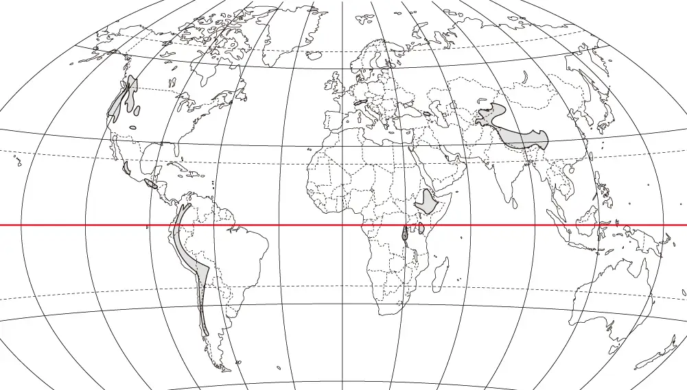 高山気候の分布