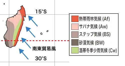 マダガスカル島と貿易風