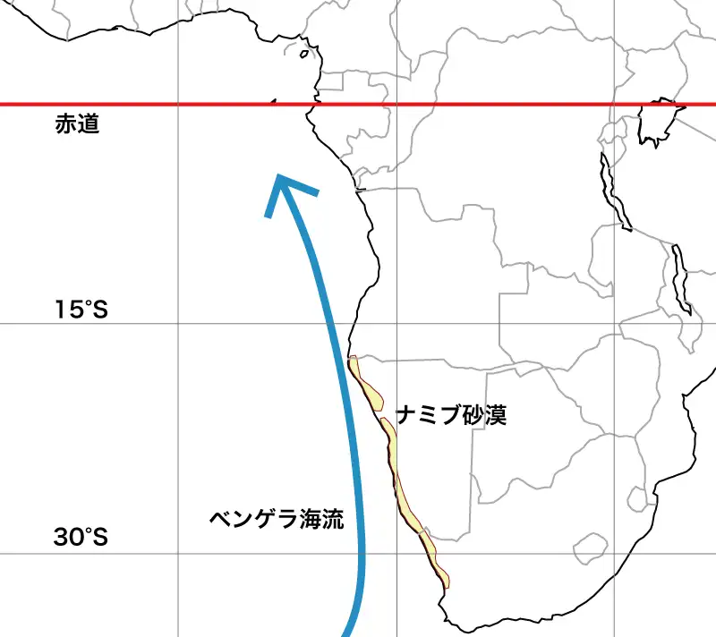 ナミブ砂漠とベンゲラ海流