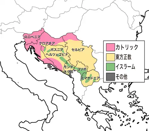 旧ユーゴの宗教分布