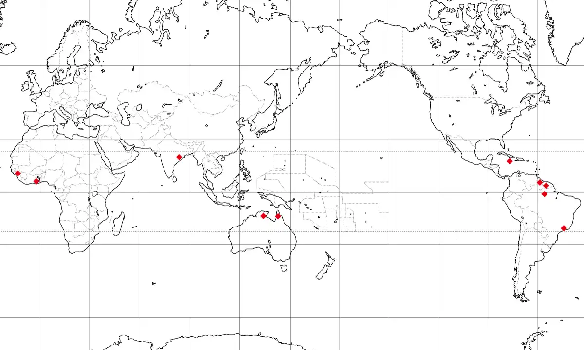 ボーキサイトの分布