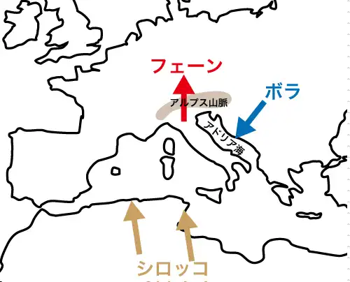 地中海周辺の局地風