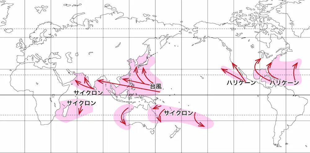 熱帯低気圧の発生地